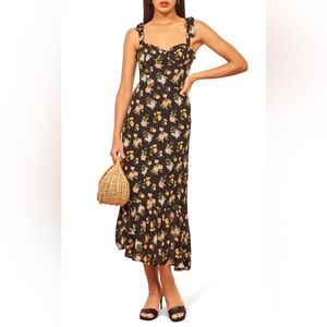 Reformation Nikita Floral Midi Dress Tie Straps Size 6